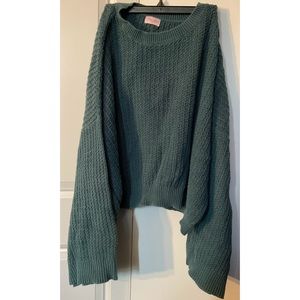 Pink Lily Women's Chunky Knit Sweater Green Teal 2XL XXL